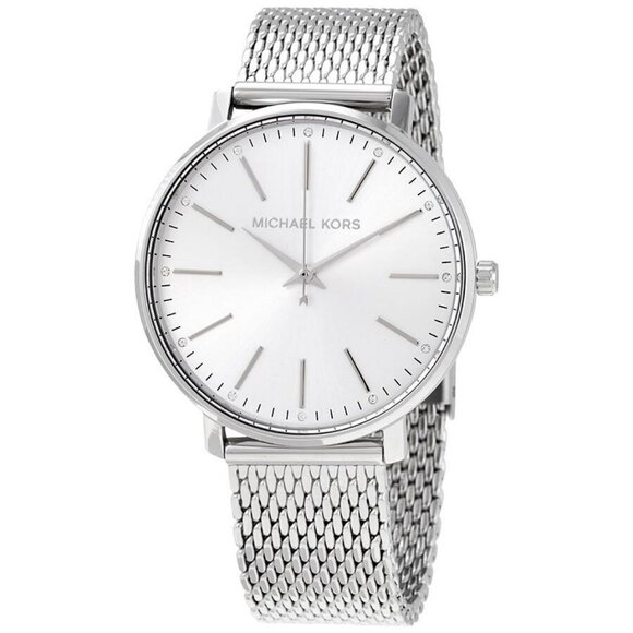 NWT Authentic Michael Kors Pyper Quartz Crystal Silver Dial Women's Watch - Picture 1 of 3